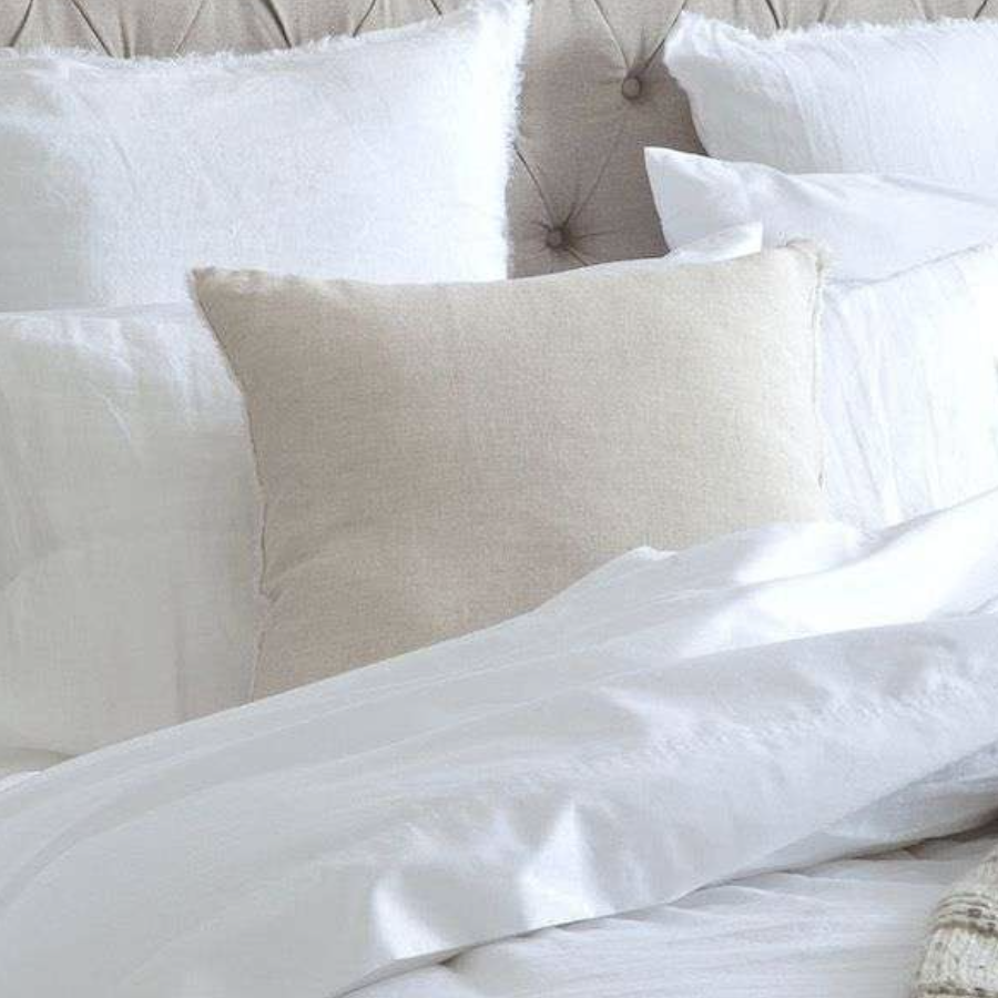 Linen chest top throw pillows