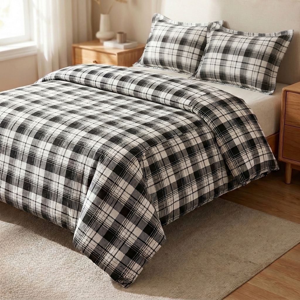 Black Check Ensemble housse de couette en flanelle