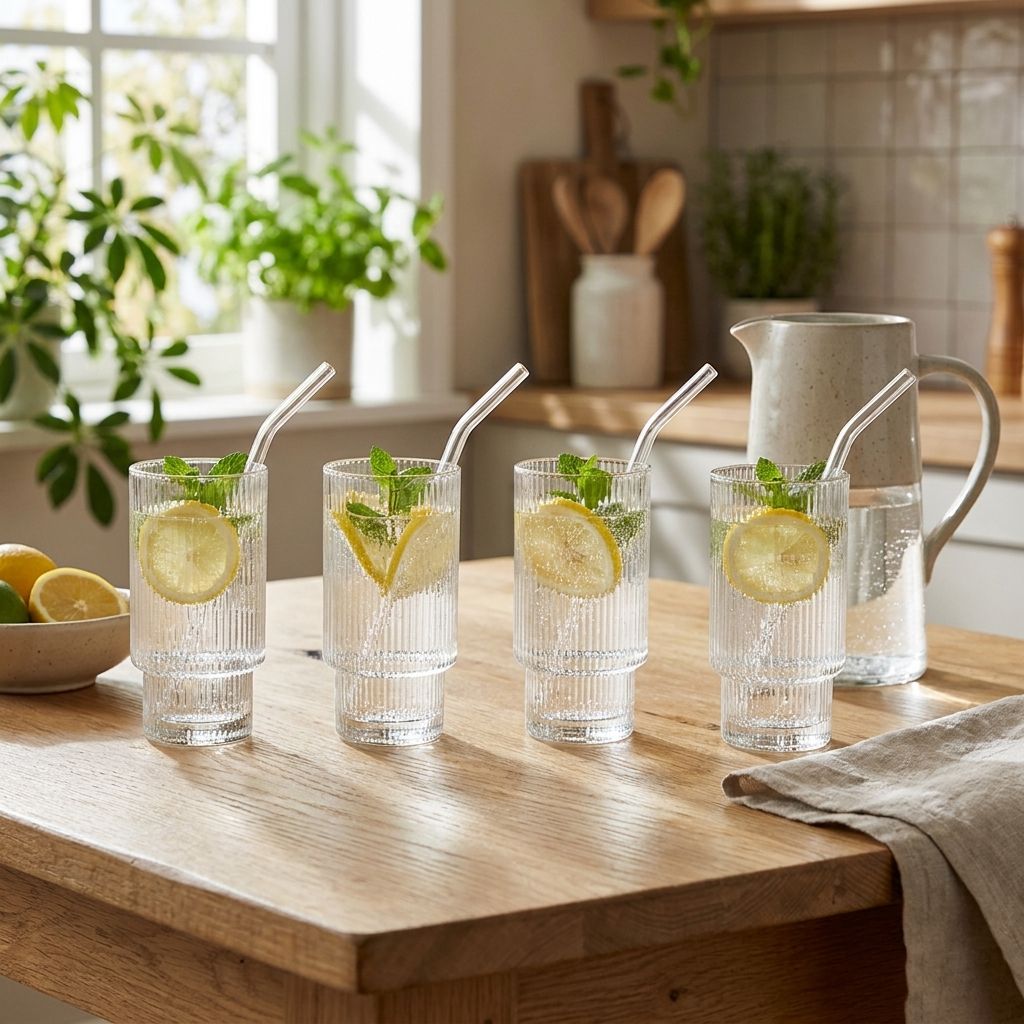Empire Verres empilables avec pailles, ensemble de 4