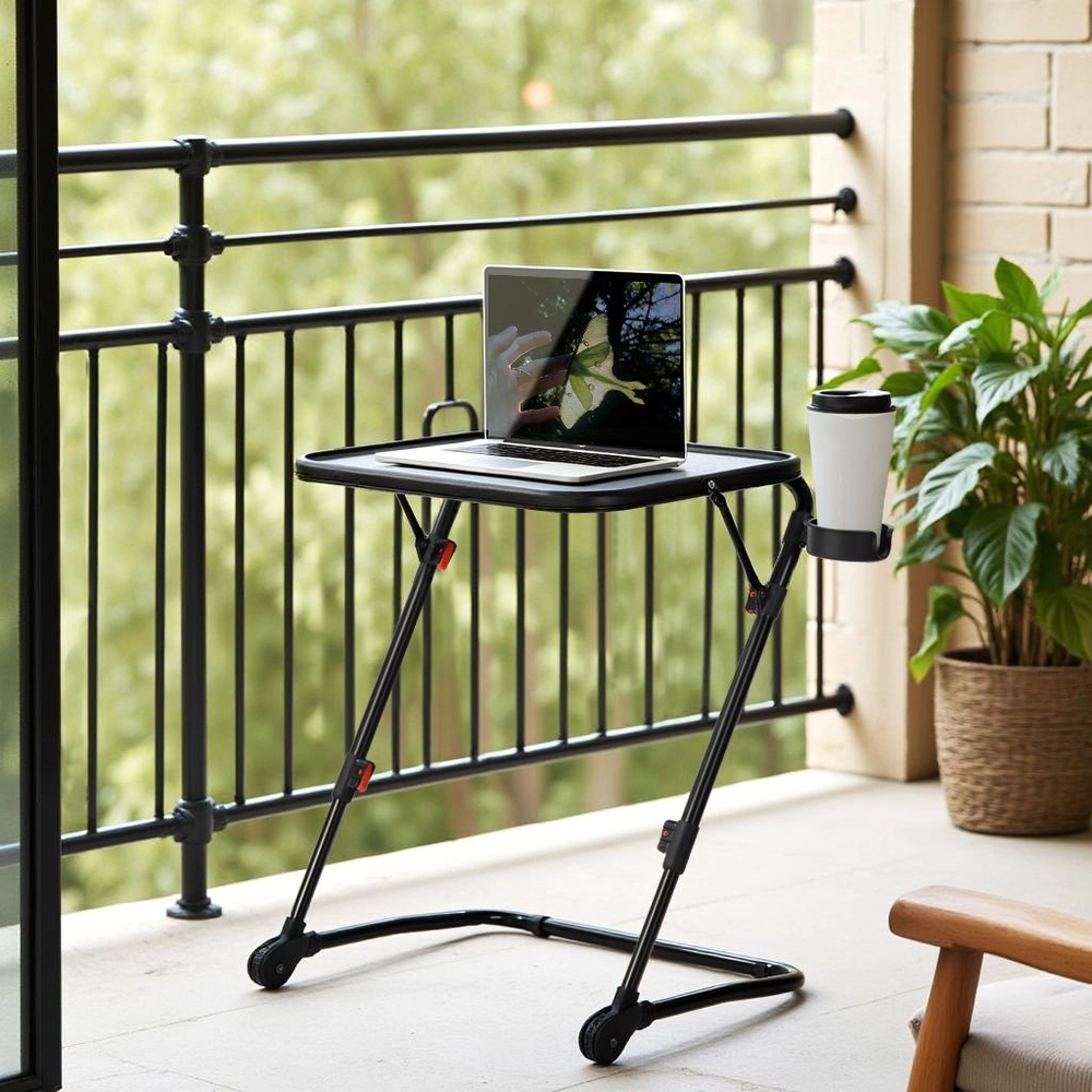 Tables de plateau pliantes avec 4 réglages de hauteur – ensemble de 2