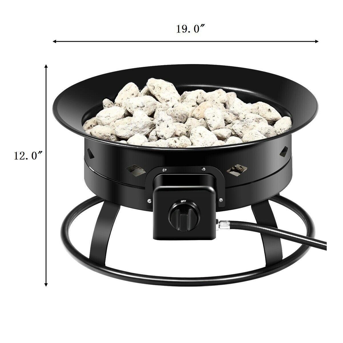 58 000BTU Firebowl Outdoor Portable Propane Gas Fire Pit, Cover and Carry Kit