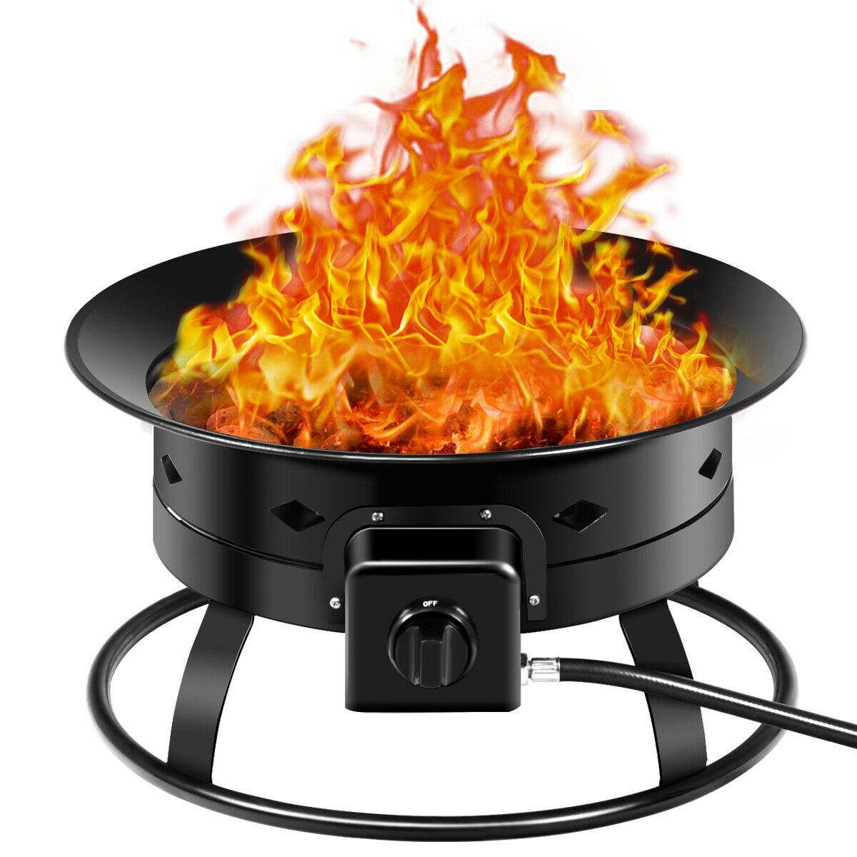 58 000BTU Firebowl Outdoor Portable Propane Gas Fire Pit, Cover and Carry Kit