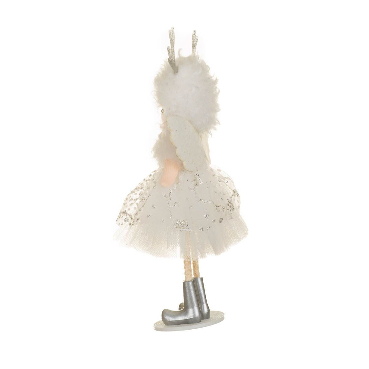 Poupées chérubins suspendues en tissu blanc et argent avec bonnet renne, ensemble de 8