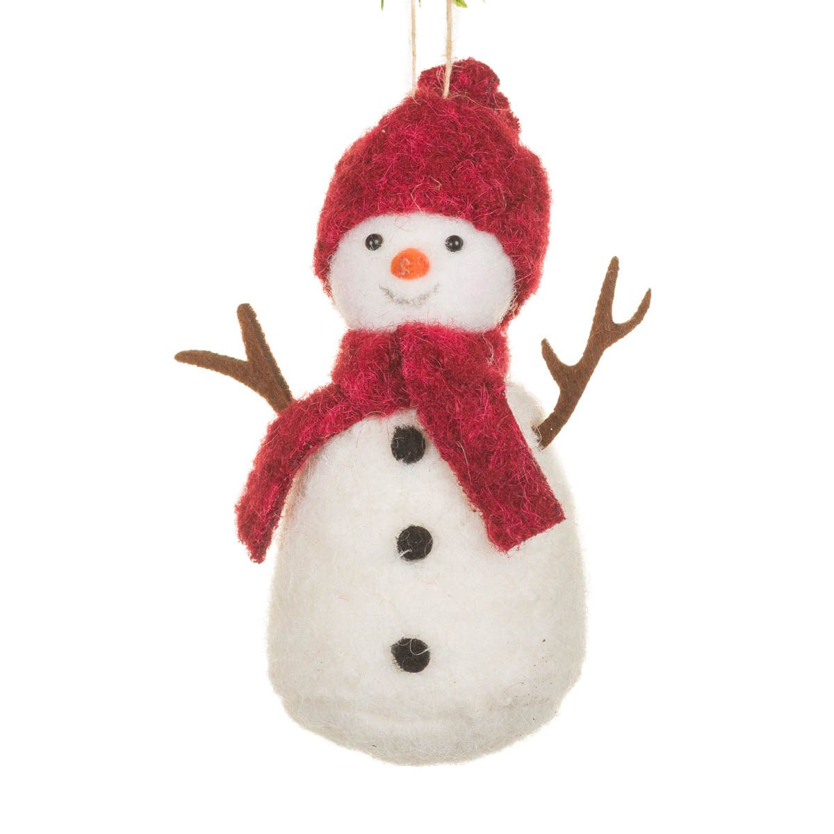 Soft Hanging Fabric Capped Snowman Doll with Scarf, Pack of 10