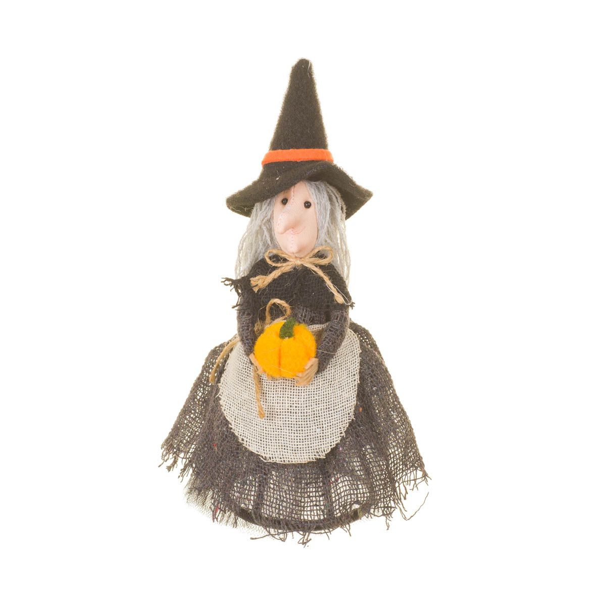 Poupées sorcières suspendues en tissu gris avec citrouille, ensemble de 6