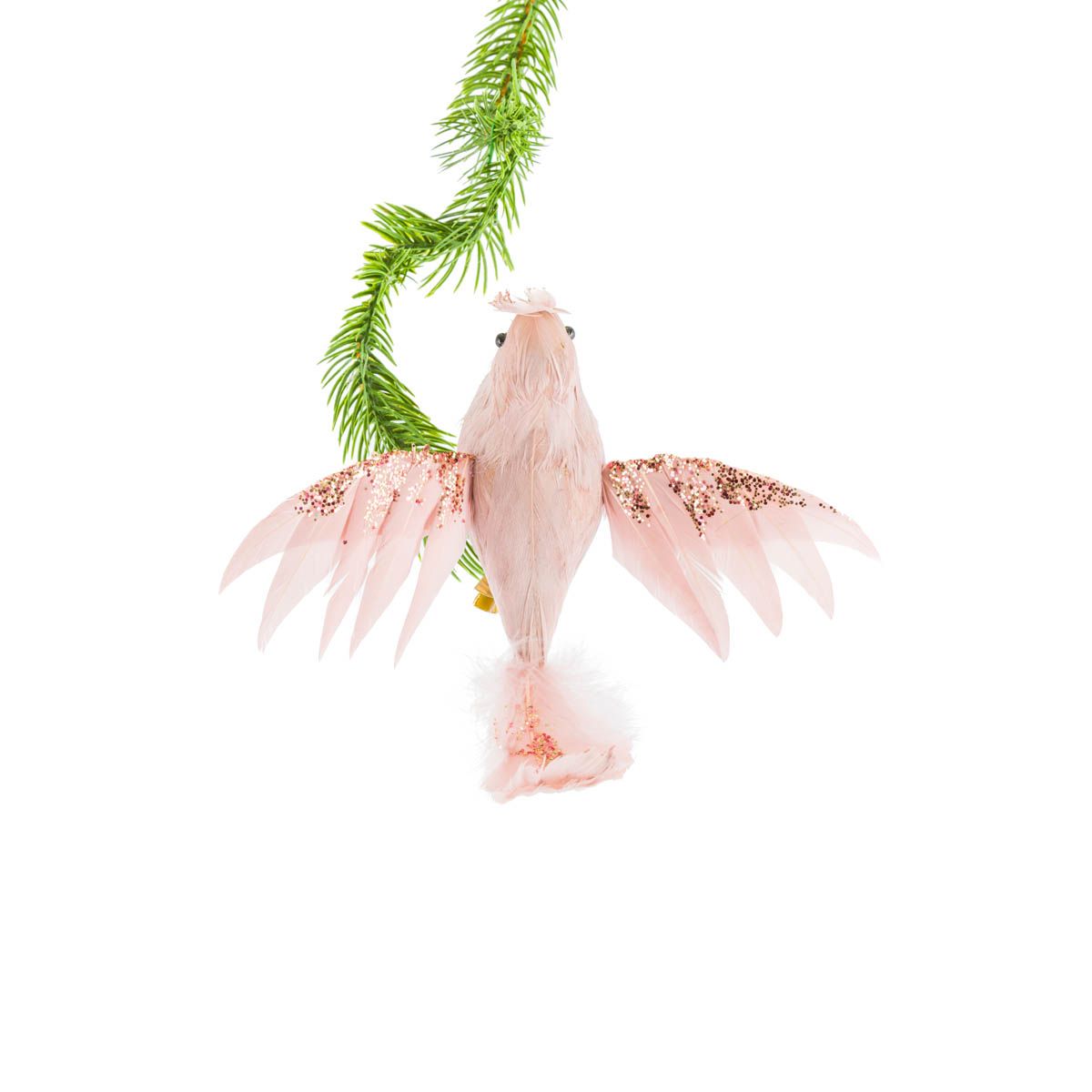 Clip-On Pink Feathered Bird Ornament, Pack of 4