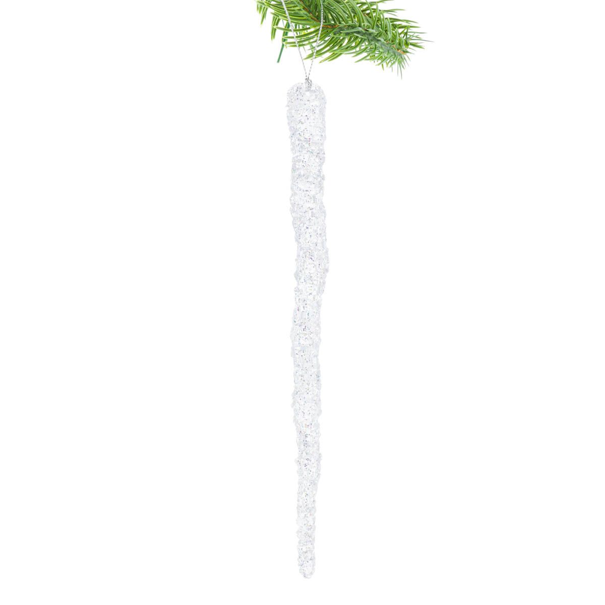 Hanging Sparkly Iridescent Acrylic Icicle Ornament, Pack of 6