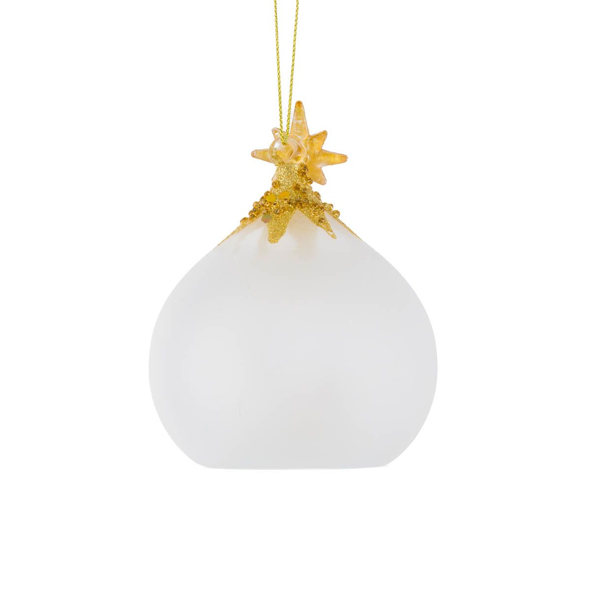 Ornements nativité suspendus en verre opaque doré avec étoile, ensemble de 4