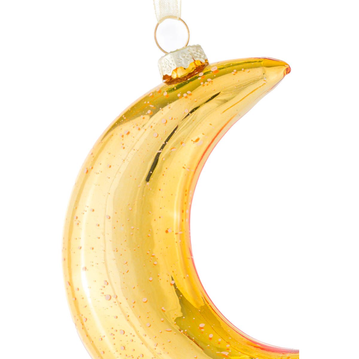 Ornements lune suspendus en verre doré, ensemble de 3