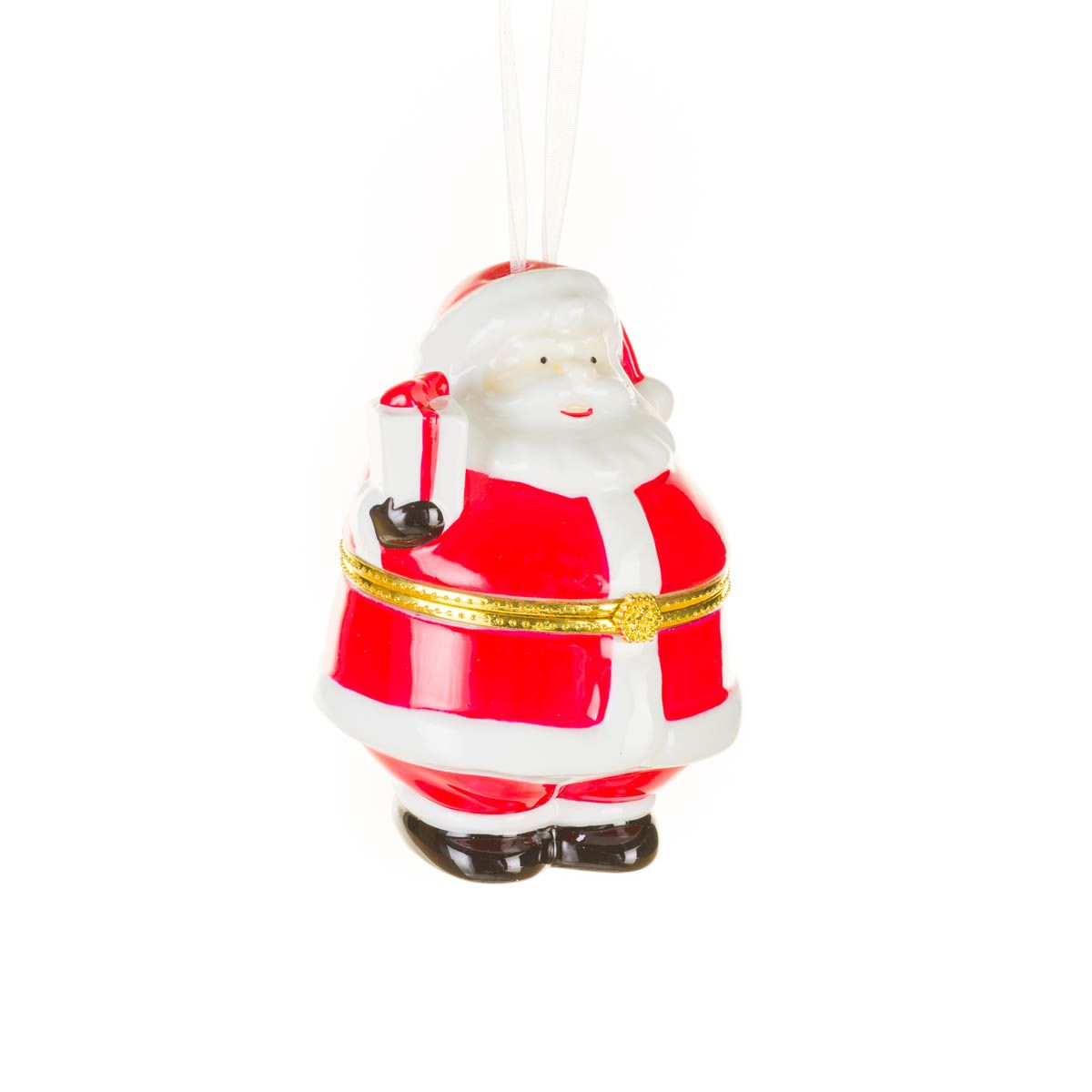 Hangable Red and White Porcelain Santa Keepsake Ornament, Pack of 2
