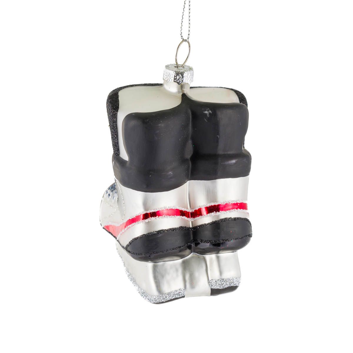 Hanging Silver and Red Glass Hockey Skates Ornament, Pack of 2