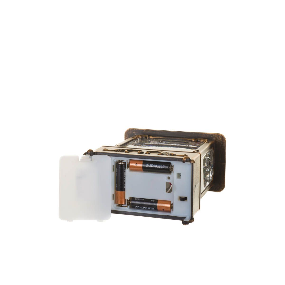 Lanterne musicale en plastique bronze avec DEL blanc chaud Boule à neige Père Noël et animaux de la forêt