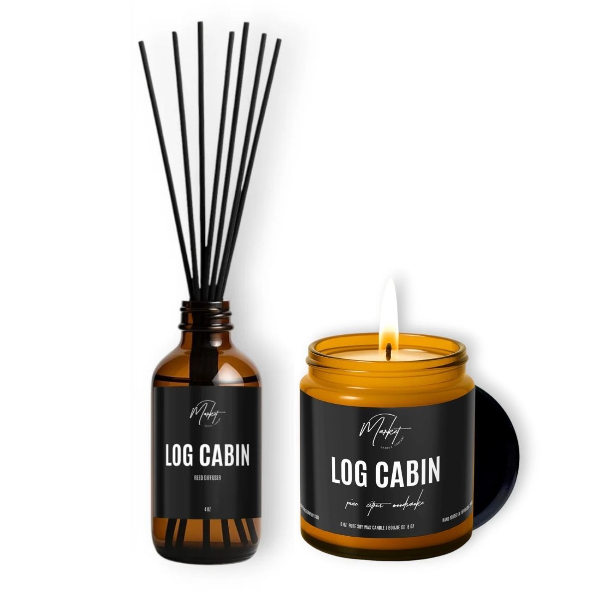 Log cabin candle and reed - Duo