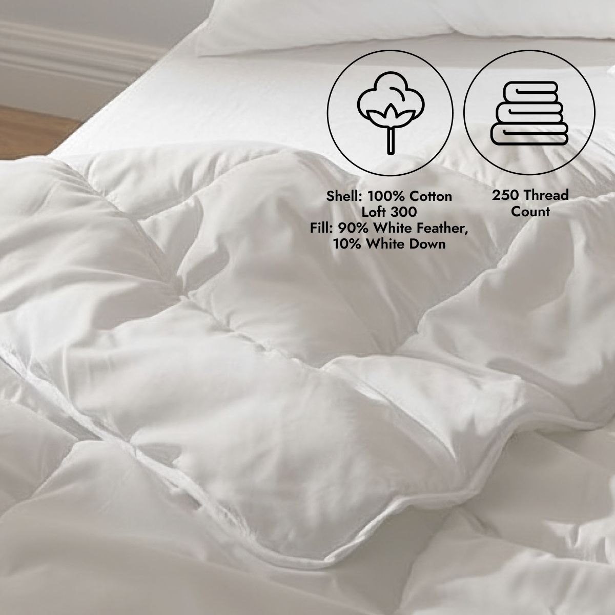 Luxurious White Down & Feather Duvet