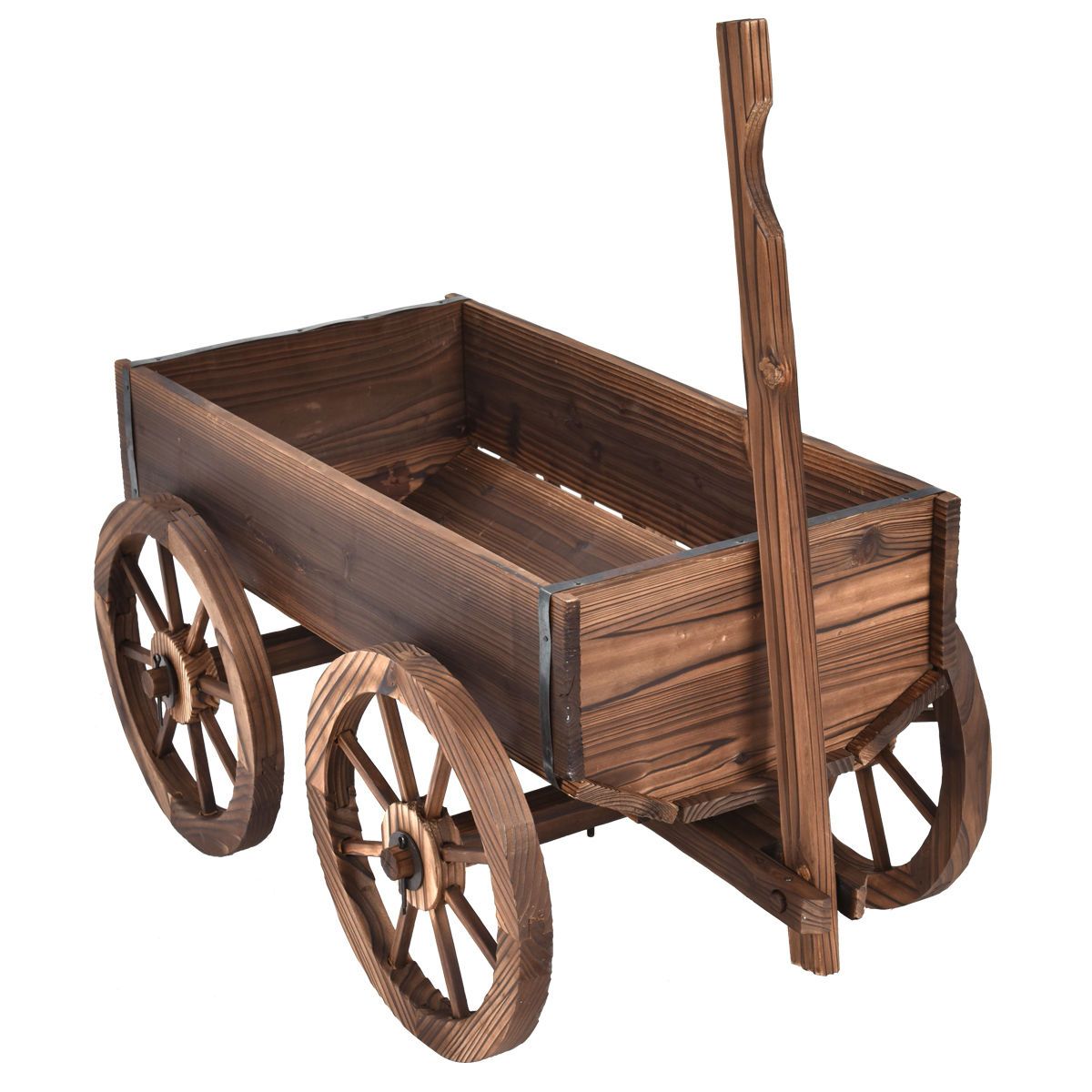 Wood Wagon Planter Pot Stand, Wheels