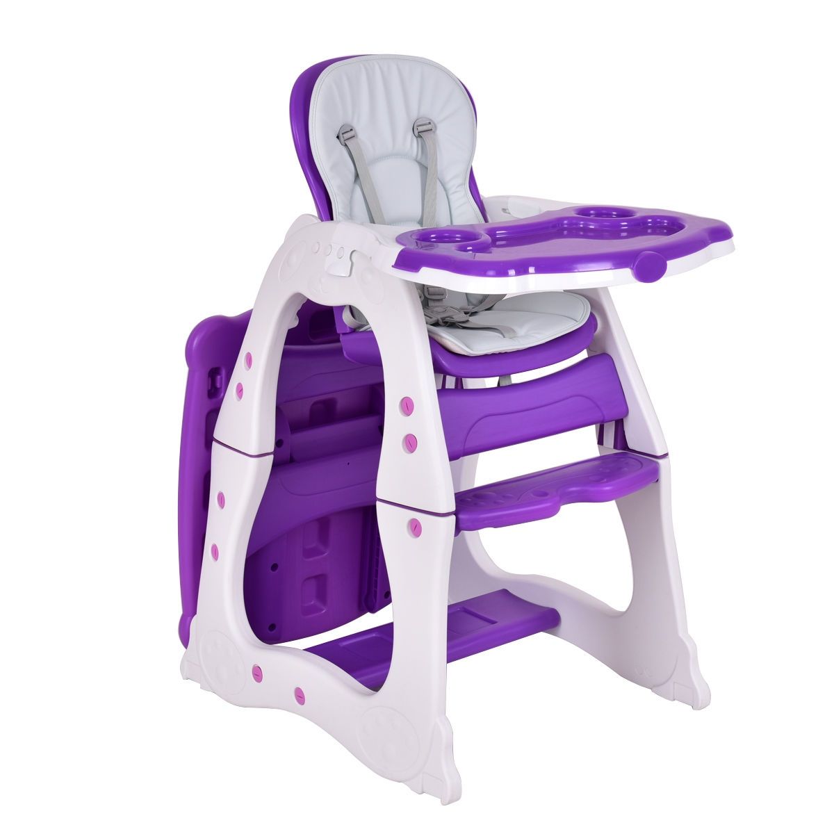 Chaise haute convertible 3 en 1, table de jeu