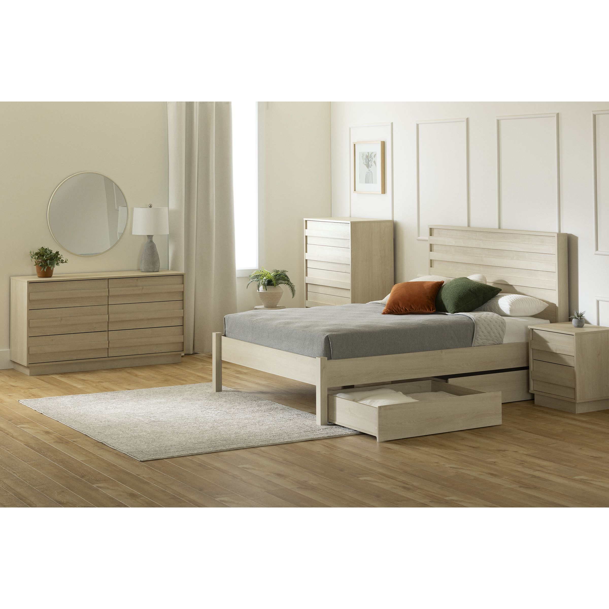 Sawyer 2-Drawer Nightstand Bleached Oak