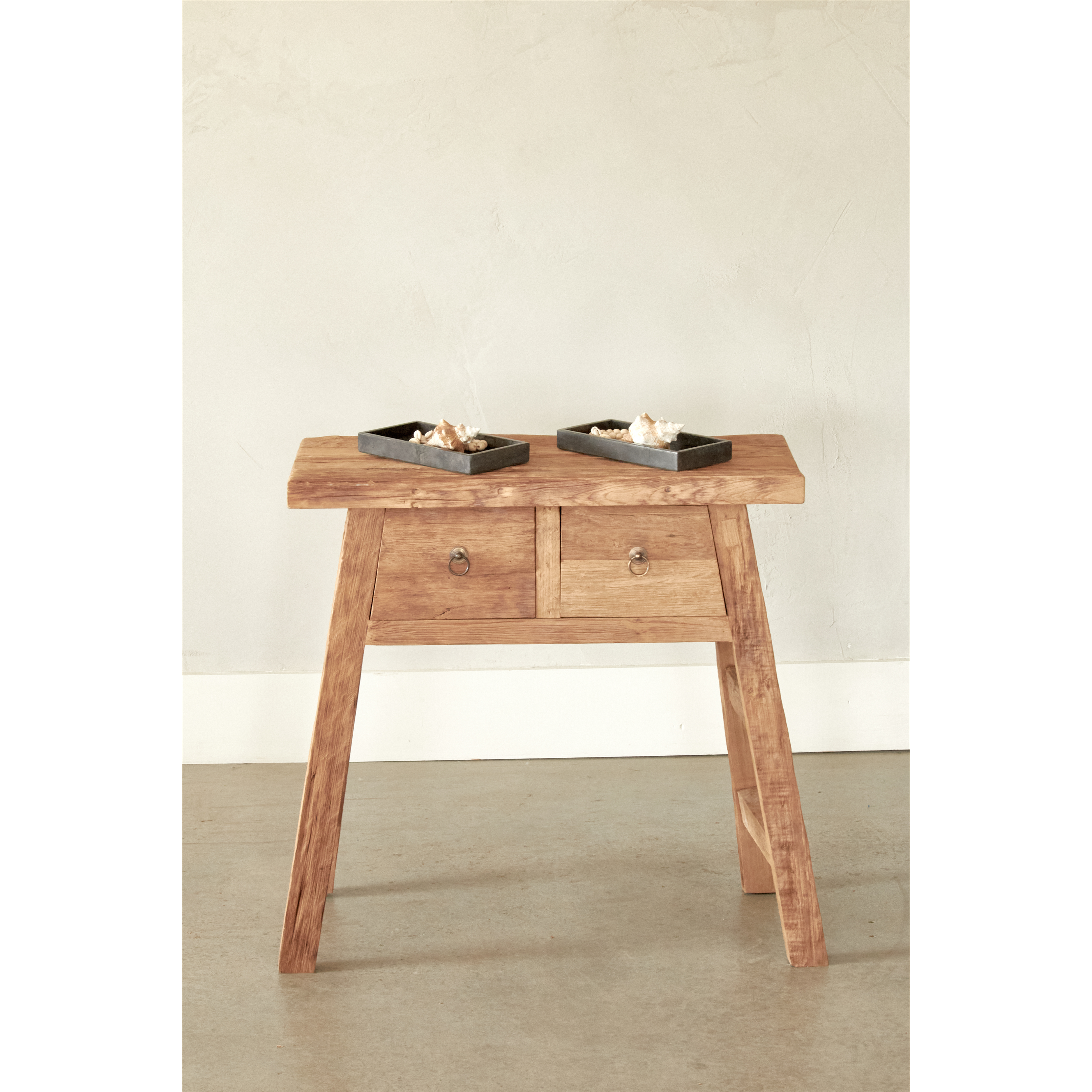 A-Frame Console in Recycled Teak - 2 Drawers