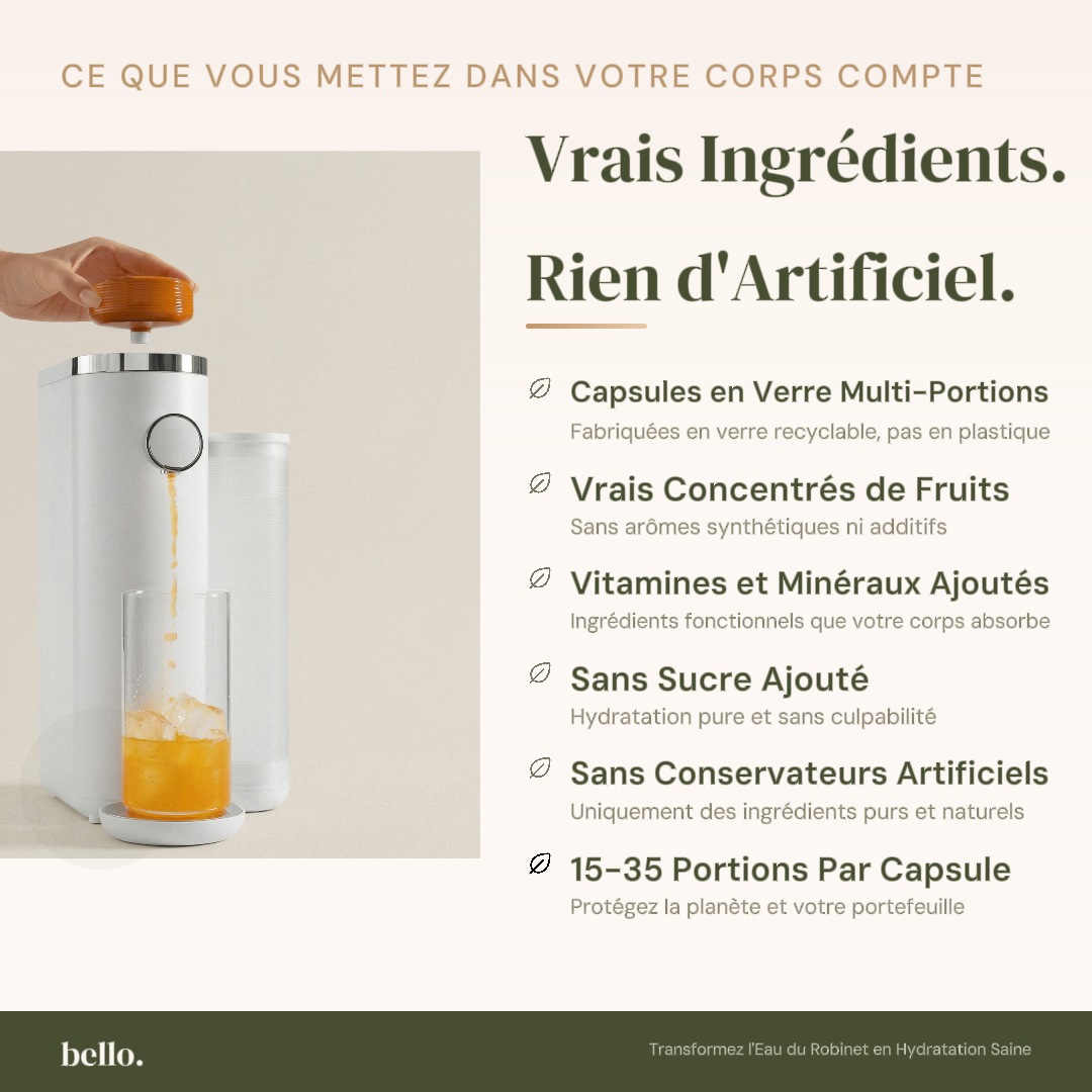 Bello Home Ensemble bien-être — Machine de comptoir de filtration et d'infusion de saveurs