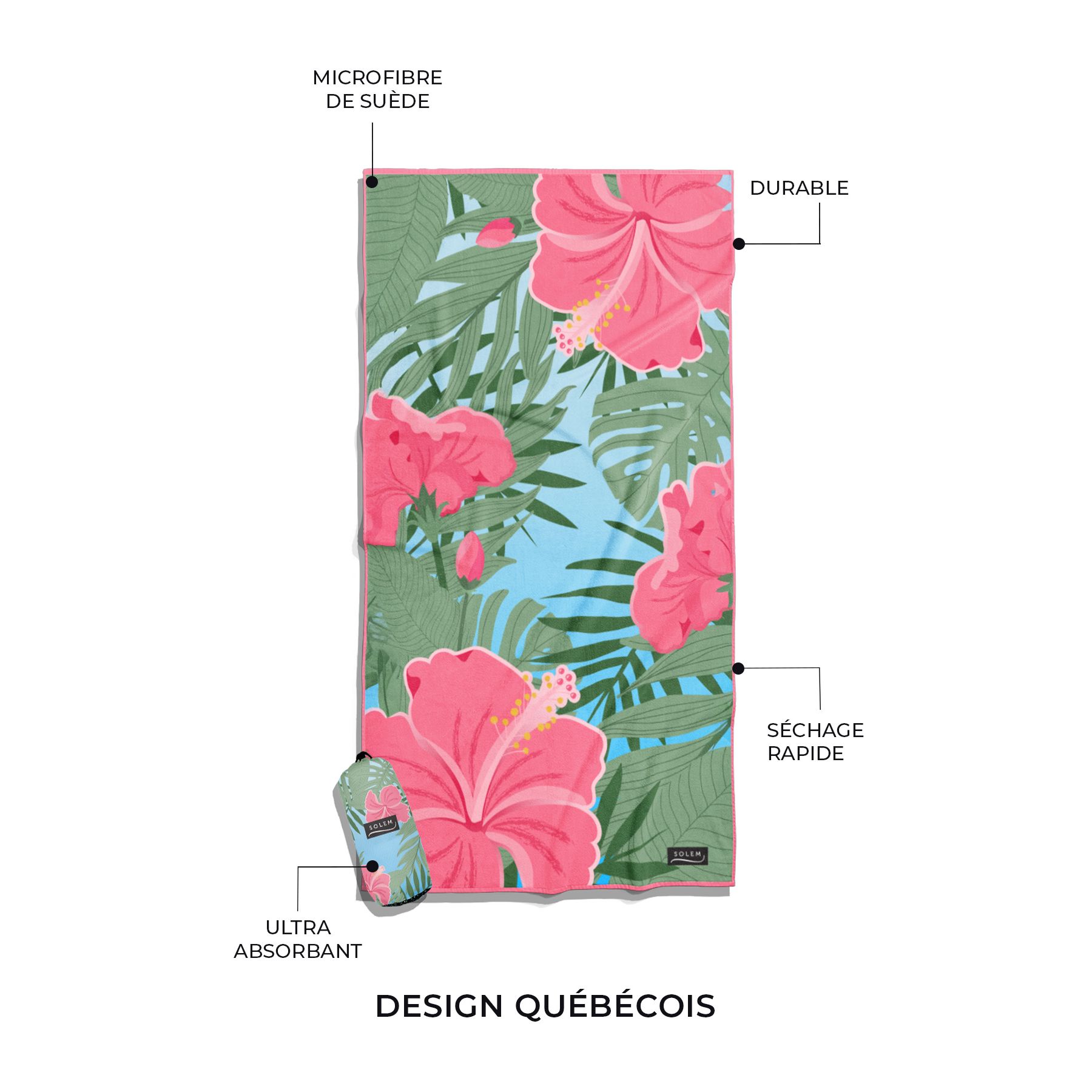 Microfiber Beach Towel - Island Blooms