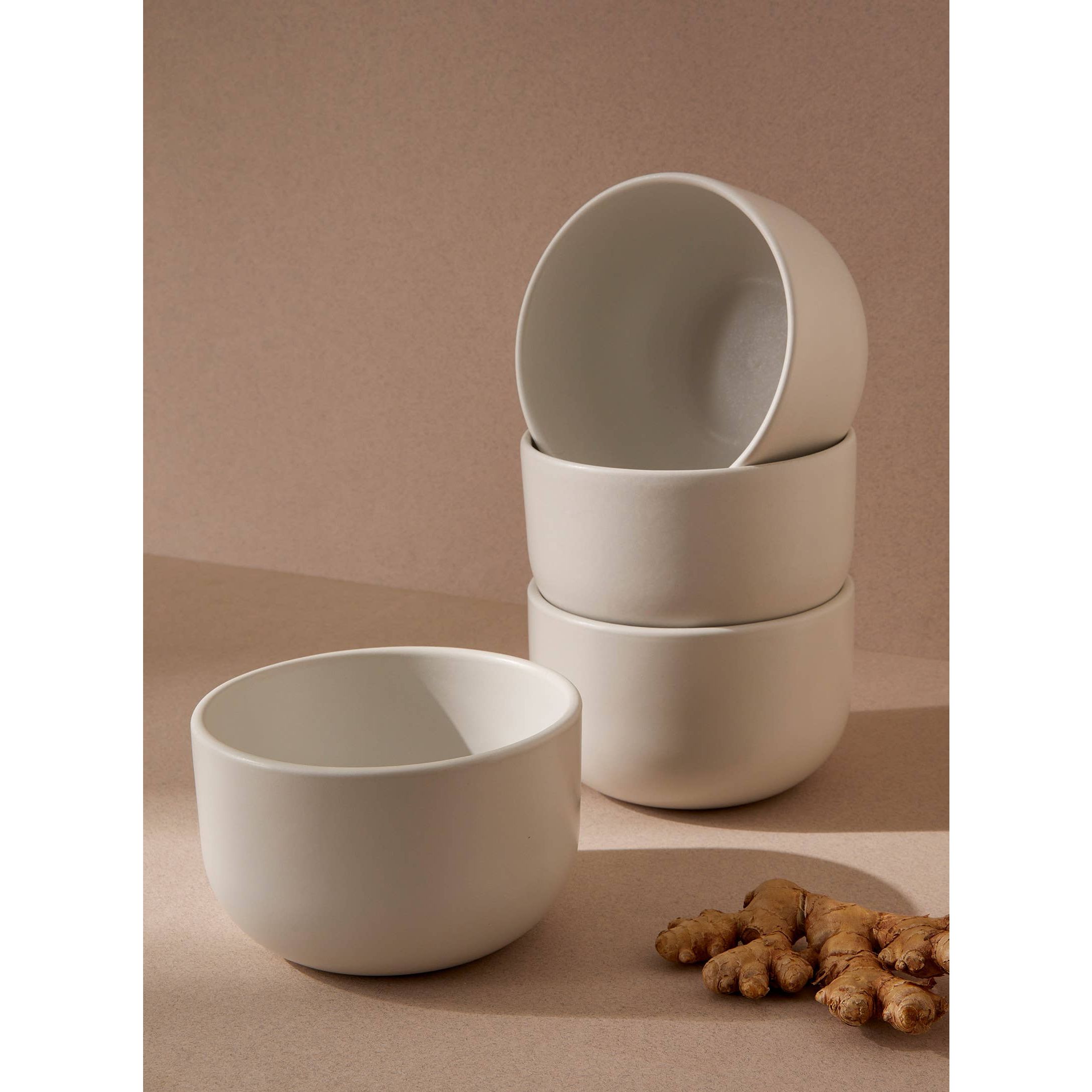 Set of 4 Youlha Dinner Bowls - Matte White
