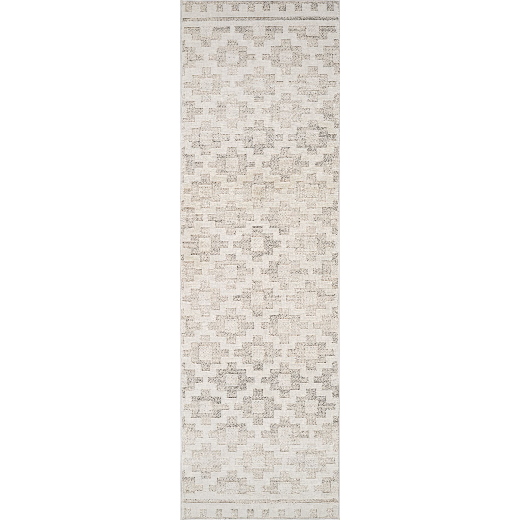 Talis Geometric Contemporary Indoor Runner Rug, Beige