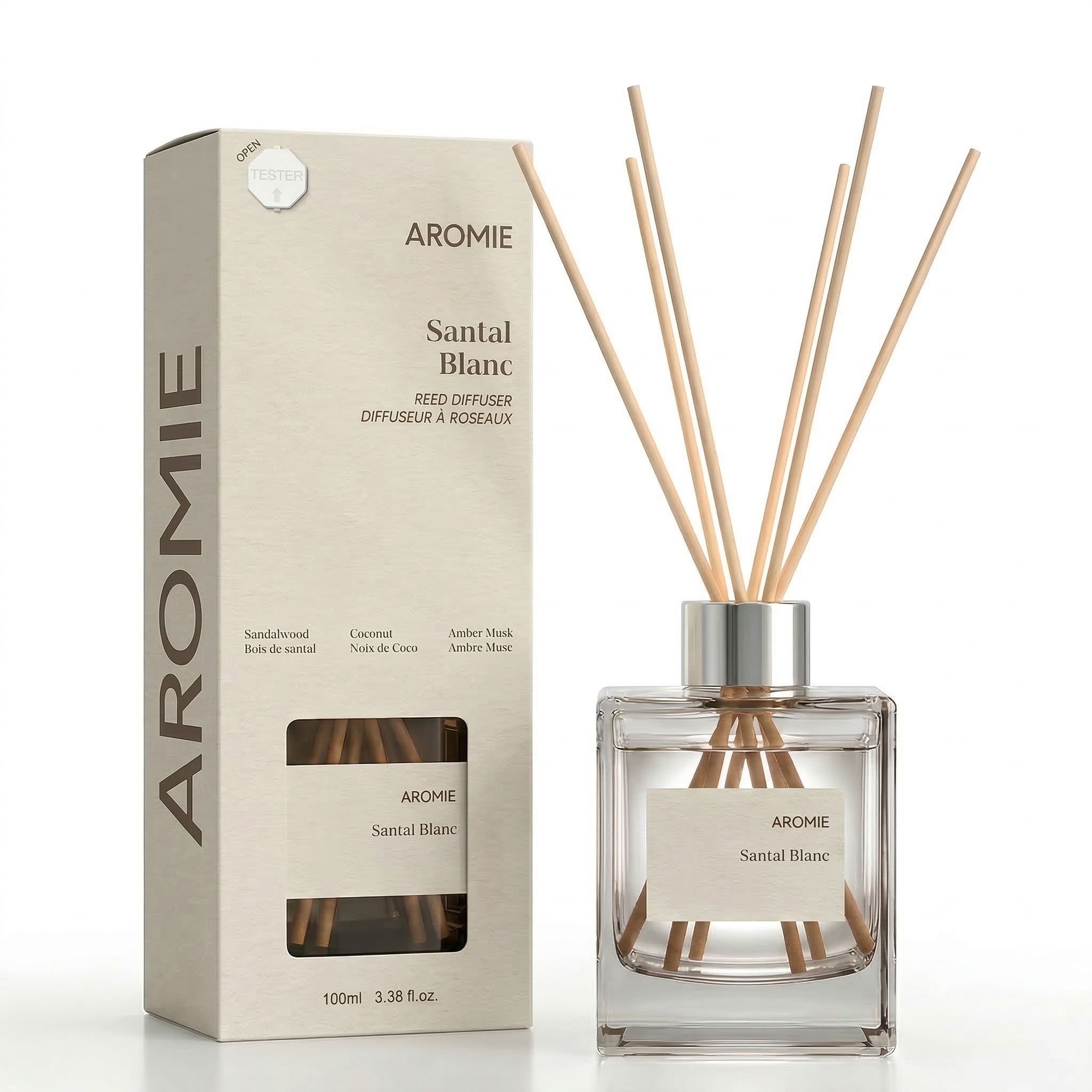 Diffuseur à bâtonnets Santal Blanc - 100 ml