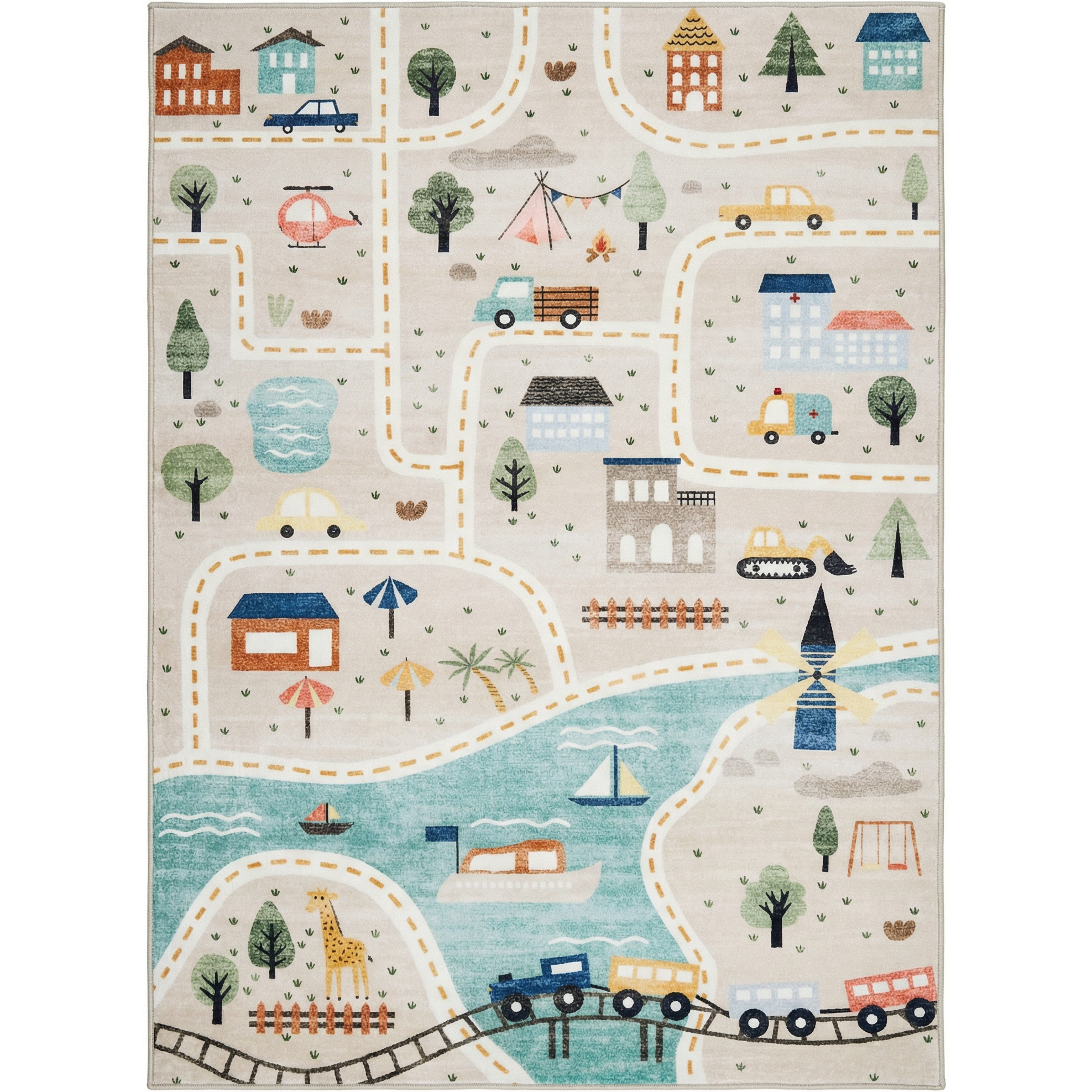 Haven Education Learning Contemporary Kids Area Rug, Blue