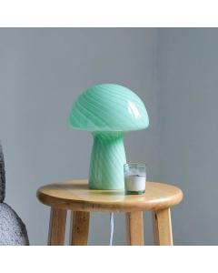Glass Mushroom Table Lamp - Jade Stripes