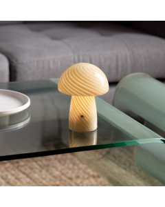 Humber Mini Cordless Glass Mushroom Lamp - Butter