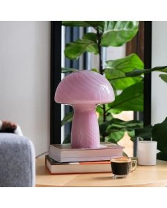 Glass Mushroom Table Lamp - Pink Stripes