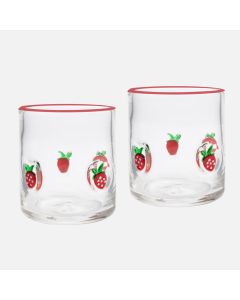 JS Gourmet Embedded Double Old Fashion Glasses, Set of 2 - Strawberry 