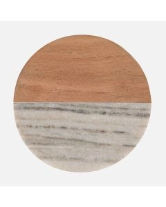 Maxwell & Williams Round Marble & Acacia Coaster, 10cm 
