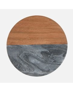 Maxwell & Williams Scallop Marble Coaster 11.5 cm - Charcoal and Wood
