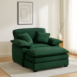 Canapé inclinable extra-large de 46,9 po en velours côtelé blanc