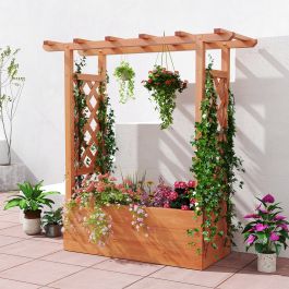 Parterre surélevé en bois, jardinière surélevée, treillis et toit suspendu - Orange