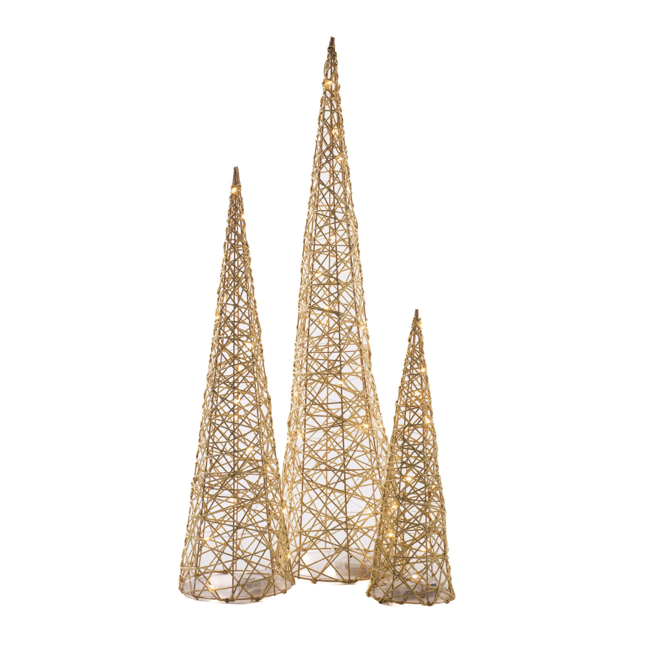 Gold Cone Iluminated Tree Set