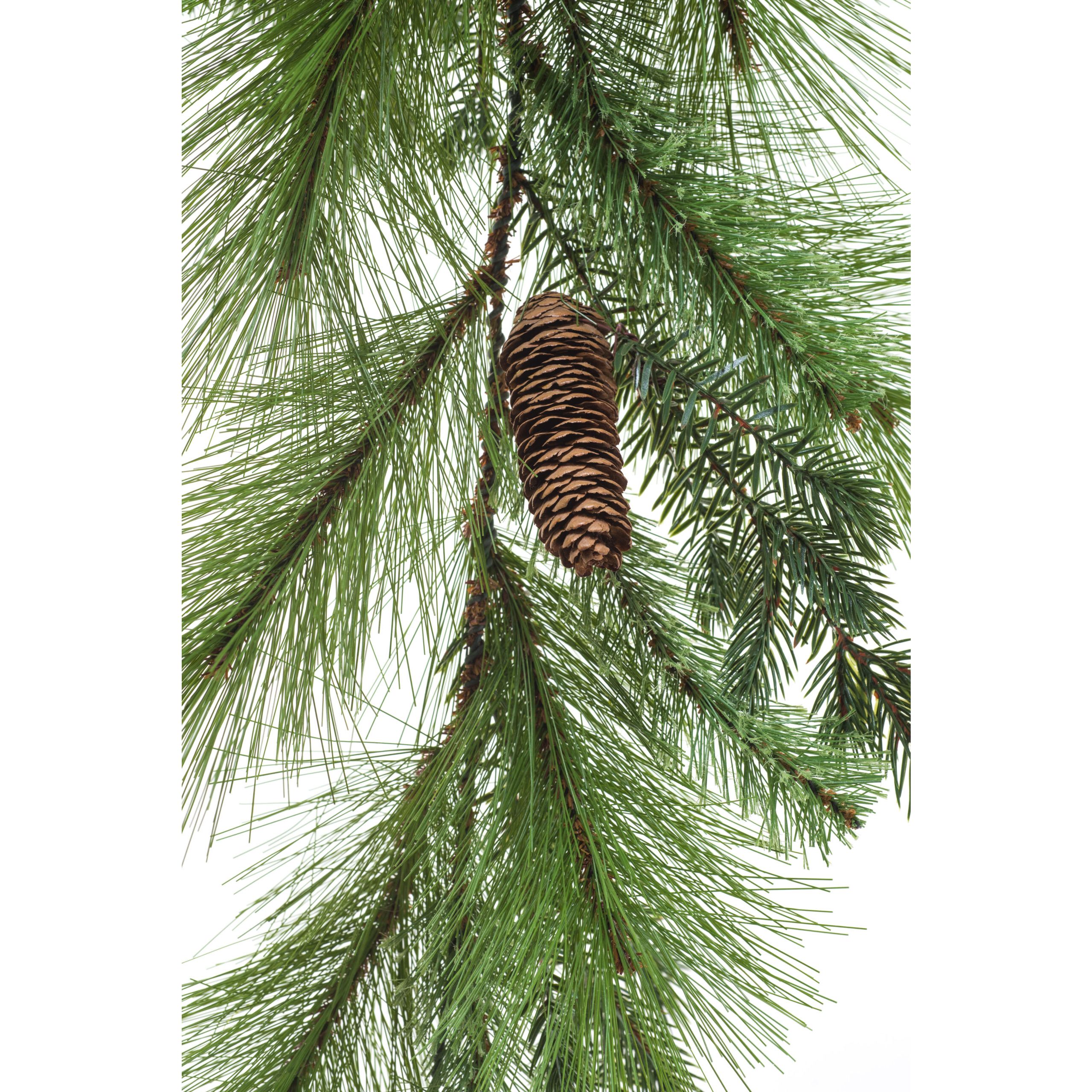 Green Plastic Mixed Pine Garland with Pinecones