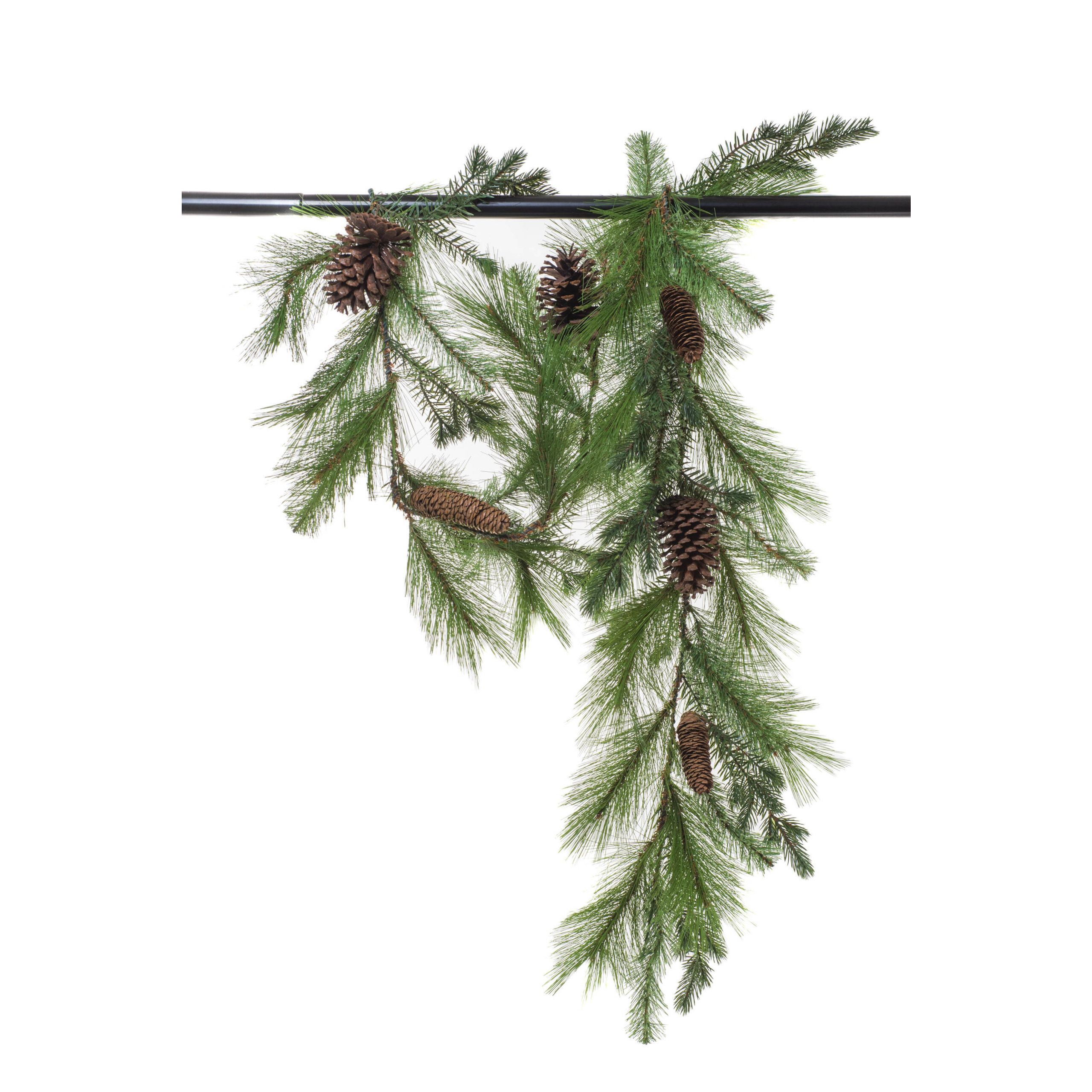 Guirlande mixte en plastique vert avec pommes de pin