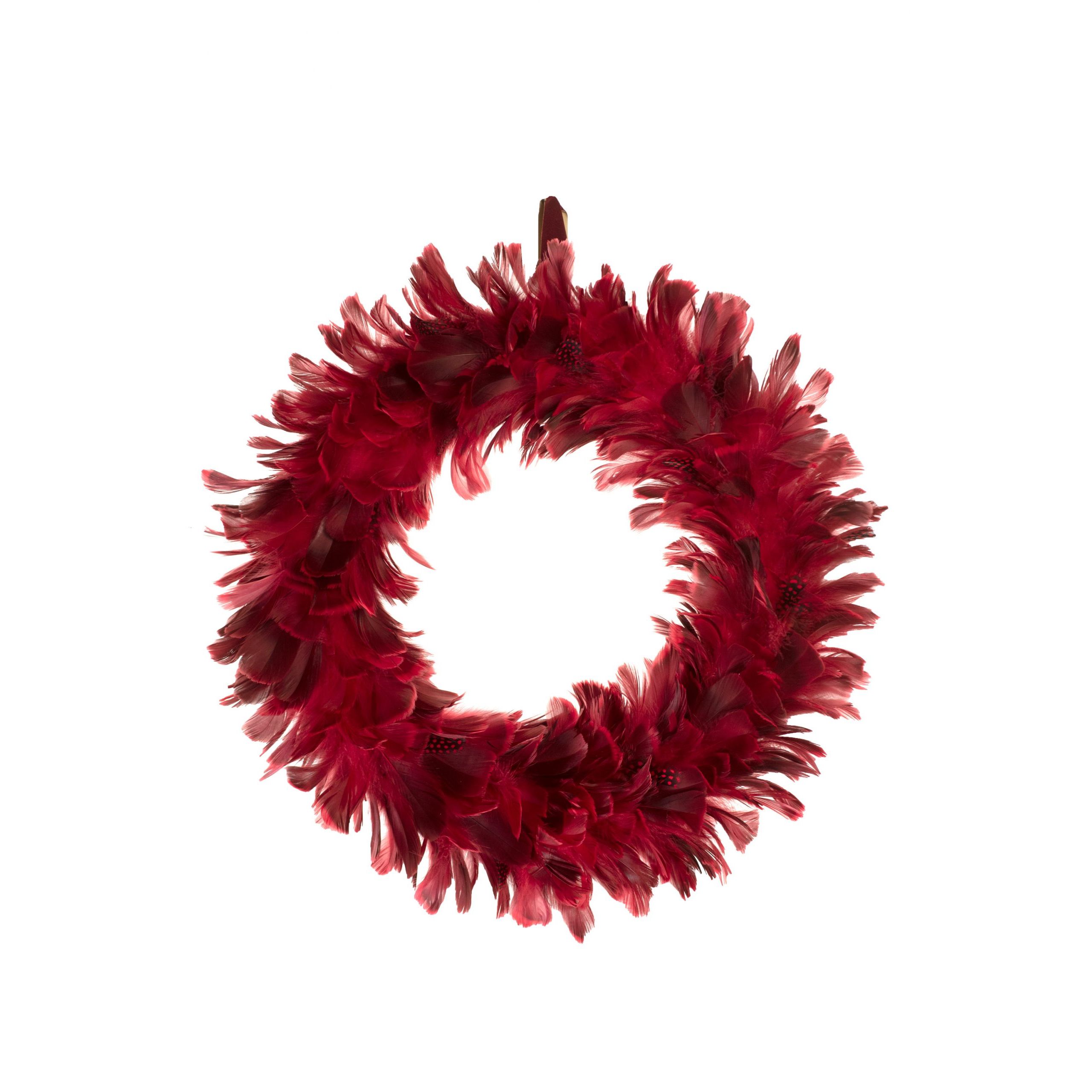 Hanging Burgundy Feather Wreath
