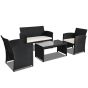 4-Piece Rattan Patio Furniture Set with Weather Resistant Cushions