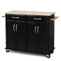 Wood Top Rolling Kitchen Trolley Island Cart