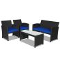 4-Piece Rattan Patio Furniture Set with Weather Resistant Cushions