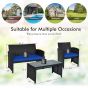 4-Piece Rattan Patio Furniture Set with Weather Resistant Cushions