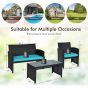 4-Piece Rattan Patio Furniture Set with Weather Resistant Cushions