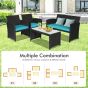 4-Piece Rattan Patio Furniture Set with Weather Resistant Cushions