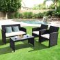 4-Piece Rattan Patio Furniture Set with Weather Resistant Cushions