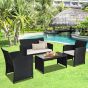 4-Piece Rattan Patio Furniture Set with Weather Resistant Cushions