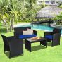 4-Piece Rattan Patio Furniture Set with Weather Resistant Cushions