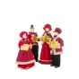 Set of 4 Plaid Red and Black Plastic Classic Caroler Set Golden Buttons